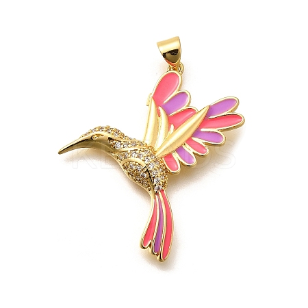 Rack Plating Brass Micro Pave Cubic Zirconia Enamel Pendants KK-L226-002G-01-1
