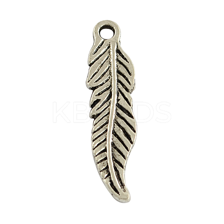 Tibetan Style Alloy Feather Pendants LS-TIBEP-20476-AS-RS-1