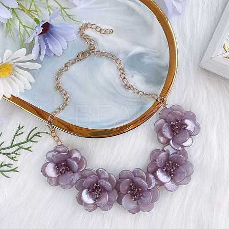 Flower Natural Shell Bib Necklaces for Women FS-WGF0490-04-1