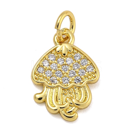 Marine Theme Rack Plating Brass Micro Pave Cubic Zirconia Pendants KK-I718-28G-04-1