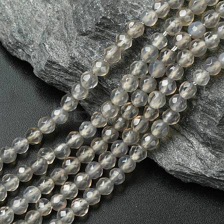Natural Grey Agate Round Beads Strand G-L084-4mm-08-1