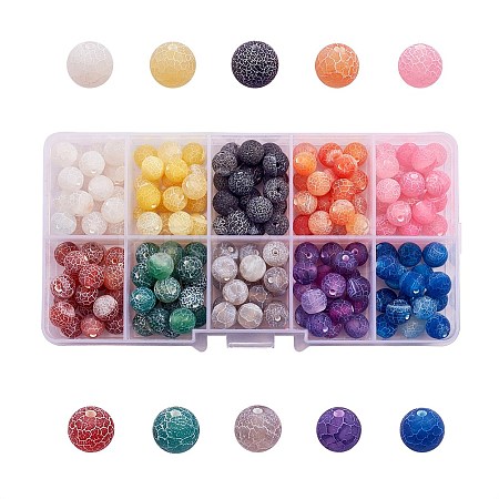 200Pcs 10 Colors Natural Weathered & Crackle Agate Beads Strands G-CJ0001-54-1