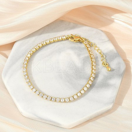 Clear Cubic Zirconia Tennis Bracelet X-BJEW-A132-02G-1