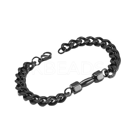 304 Stainless Steel Cuban Link Chain Bracelets for Men FS-WGF5D74-01-1