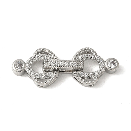 Brass Pave Clear Cubic Zirconia Fold Over Clasps KK-M320-21P-1