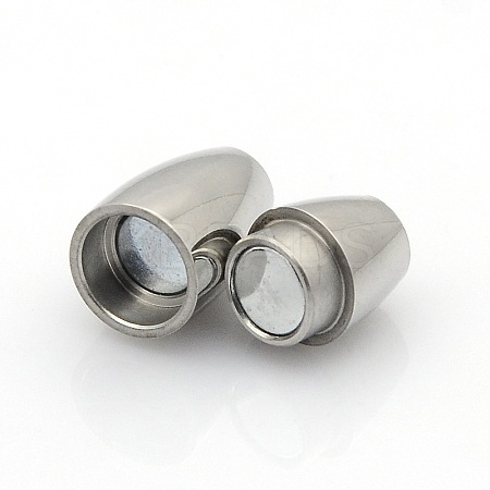 Tarnish Resistant 304 Stainless Steel Smooth Surface Magnetic Clasps with Glue-in Ends Fit 4mm Cords STAS-O042-11-1