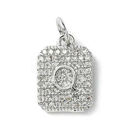 Rack Plating Brass Micro Pave Clear Cubic Zirconia Charms KK-G501-01Q-P-1