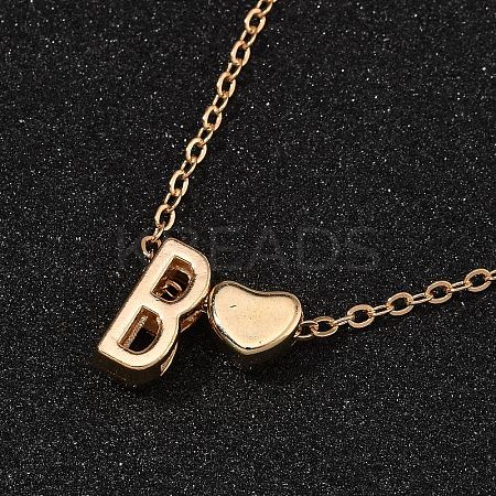 Alloy Letter Heart Pendant Necklaces for Women NJEW-FS0001-09B-1