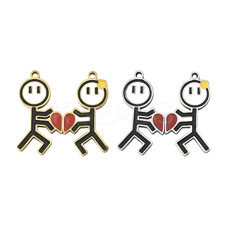 2 Pairs 2 Colors Valentine's Day 304 Stainless Steel Enamel Magnetic Pendants STAS-FS0002-08-1