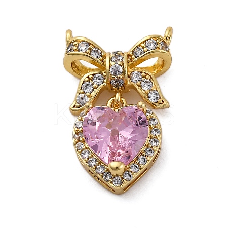 Brass Micro Pave Cubic Zirconia Pendants KK-V009-24G-1