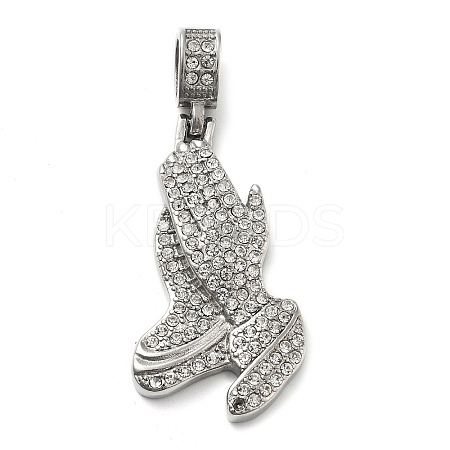 304 Stainless Steel Rhinestone Pendants STAS-V008-35P-1