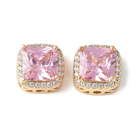 Brass Micro Pave Cubic Zirconia Beads KK-A253-20G-01-1