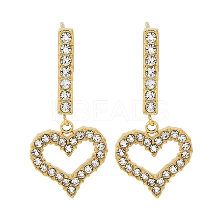 Ion Plating(IP) Stainless Steel Inlay Rhinestone Stud Earrings for Women EJEW-M024-05B-G-1