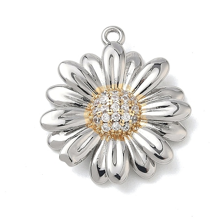 Brass Micro Pave Cubic Zirconia Pendants KK-P342-06G-1