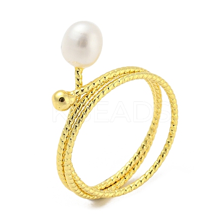 Natural Pearl Finger Ring RJEW-H220-30G-1