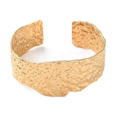 304 Stainless Steel Textured Cuff Bangles BJEW-F457-01G-1