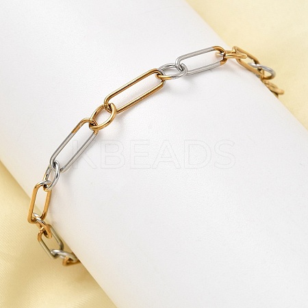 304 Stainless Steel Oval Link Chain Bracelets for Women LS-BJEW-D377-01B-1