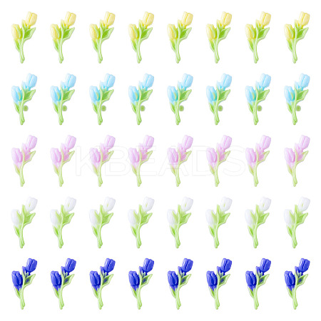 100Pcs 5 Colors Luminous & Two Tone Resin Decoden Cabochons RESI-TA0003-90-1