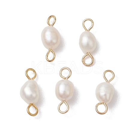 Natural Freshwater Pearl Potato Connector Charms PALLOY-JF03201-01-1