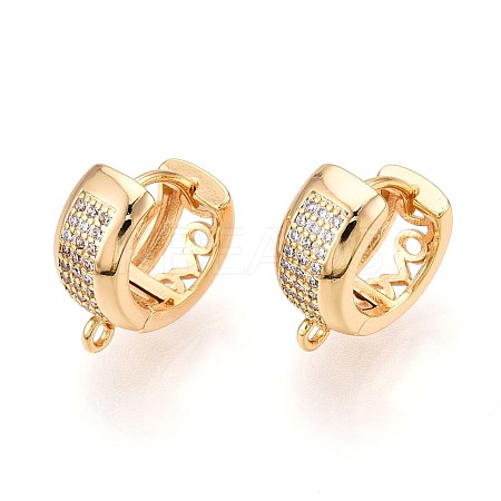 Brass Micro Pave Cubic Zirconia Hoop Earring Finding KK-N261-49G-1