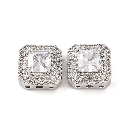 Brass Micro Pave Clear Cubic Zirconia Beads KK-S389-29P-1