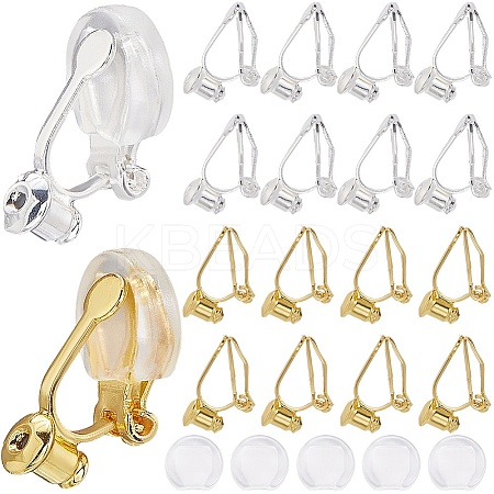 20Pcs 2 Colors Brass Clip-on Earring Findings KK-SP0002-51-1
