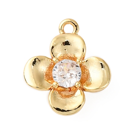 Brass Pave Clear Cubic Zirconia Charms LS-KK-V016-20G-1