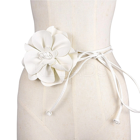 Flower PU Leather Wrap Waist Belts for Women AJEW-WH20816-058B-1