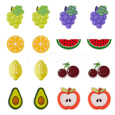 16Pcs 8 Styles Food Grade Eco-Friendly Silicone Focal Beads SIL-DC0001-55-1