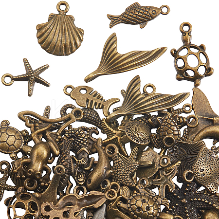 60Pcs Tibetan Style Alloy Pendants FIND-SP0004-07AB-1