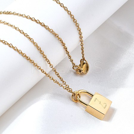 304 Stainless Steel Rolo Chain Pendant Necklaces NJEW-S444-01G-26-1