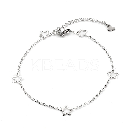 Tarnish Resistant 304 Stainless Steel Cable Chain Anklets AJEW-H104-06P-1