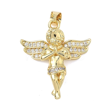 Brass Micro Pave Clear Cubic Zirconia Pendants KK-I476-15G-1