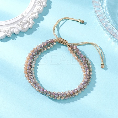 Electroplate Imitation Jade Glass Beads Multi-strand Bracelets BJEW-JB13309-1
