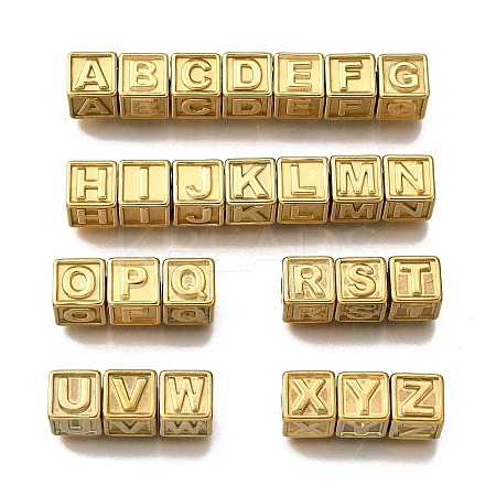 26Pcs 26 Styles 304 Stainless Steel Cube Beads STAS-V009-01G-1