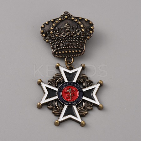 Crown & Cross Zinc Alloy Pendant Lapel Pin JEWB-WH0028-05B-1