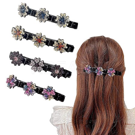 Fashion Double Layer Resin Rhinestone Alligator Hair Clips Sets PHAR-P005-25-1