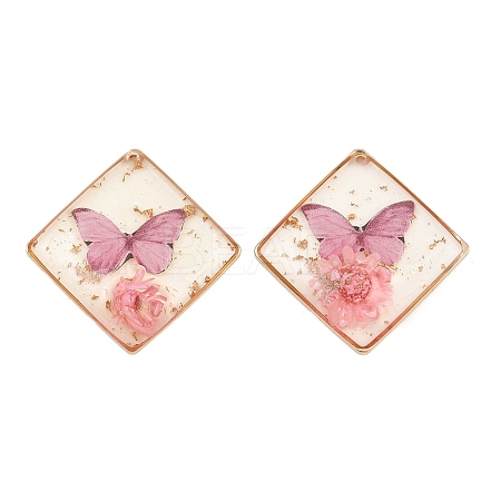 Transparent Epoxy Resin & Printed Pendants KK-F074-01C-1