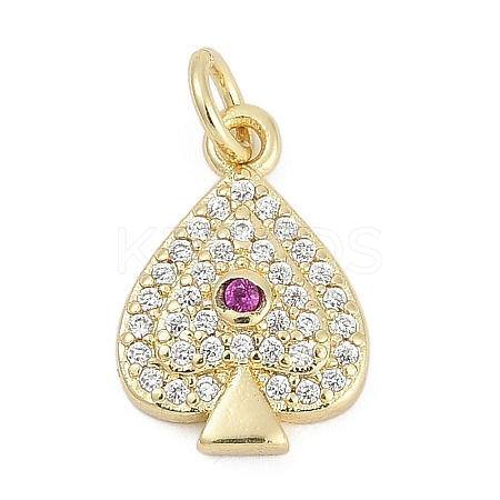 Brass Micro Pave Clear Cubic Zirconia Pendants KK-G522-53G-02-1