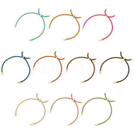 10Pcs 10 Colors Braided Cotton Cord Slider Bracelet Making MAK-UN0001-65-1