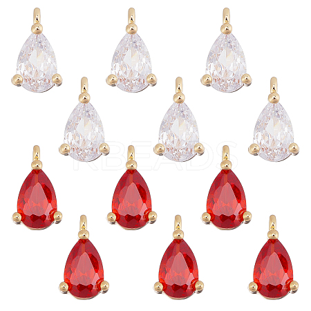 12Pcs 2 Colors Real 18K Gold Plated Brass Charms ZIRC-FH0001-16-1