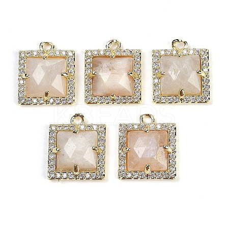 Natural Moonstone Faceted Square Charms G-I375-06G-03-1