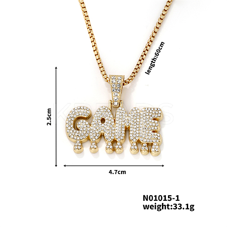 Fashionable Full Alloy Crystal Rhinestone GAME English Letter Pendant Necklaces for Street Rock KS9469-1-1