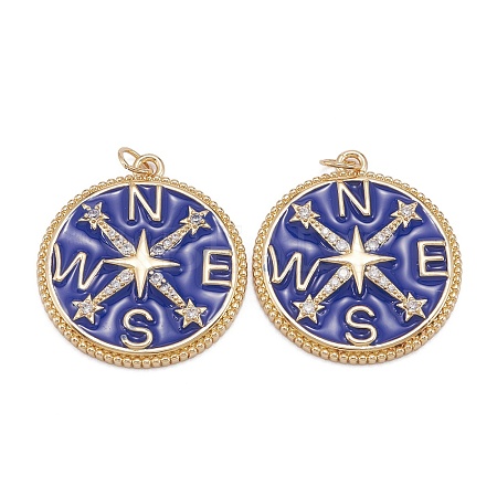 Eco-Friendly Brass Micro Pave Clear Cubic Zirconia Enamel Pendants ZIRC-C024-01G-03-1
