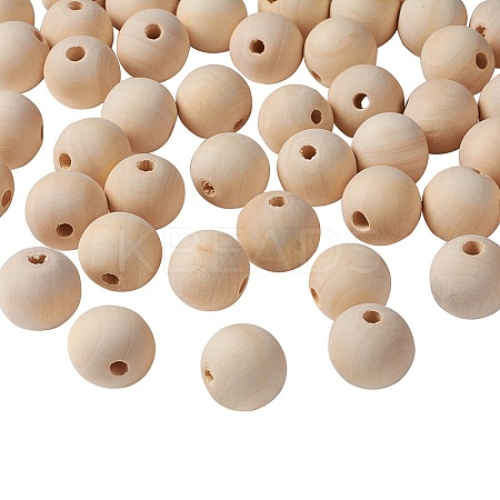 Natural Unfinished Wood Beads LS-WOOD-S651-25mm-LF-1
