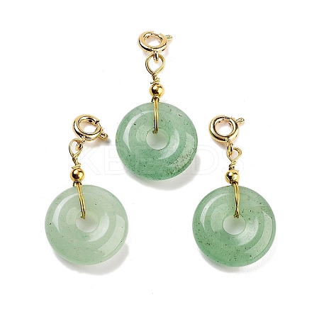 Natural Green Aventurine Donut Pendant Decorations G-P537-04G-05-1