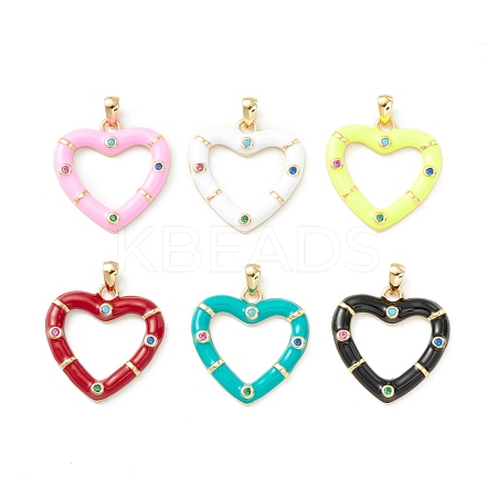 Rack Plating Brass Micro Pave Colorful Cubic Zirconia Pendants KK-D073-07G-1