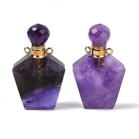 Natural Amethyst Openable Perfume Bottle Pendants G-I381-02G-01-1