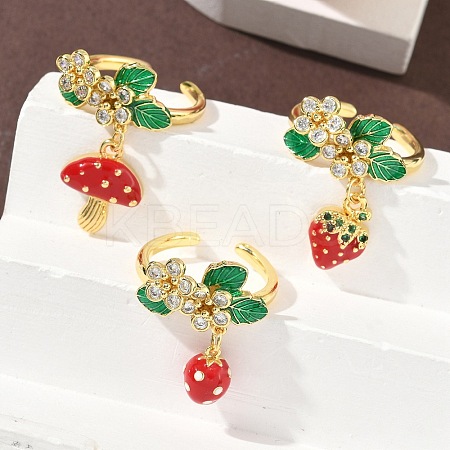 Brass Micro Pave Cubic Zirconia Cuff Rings RJEW-A069-04G-1