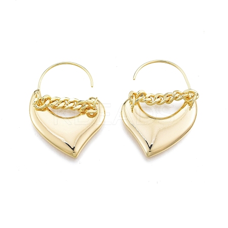 Brass Heart Dangle Earrings for Women EJEW-G322-30G-1